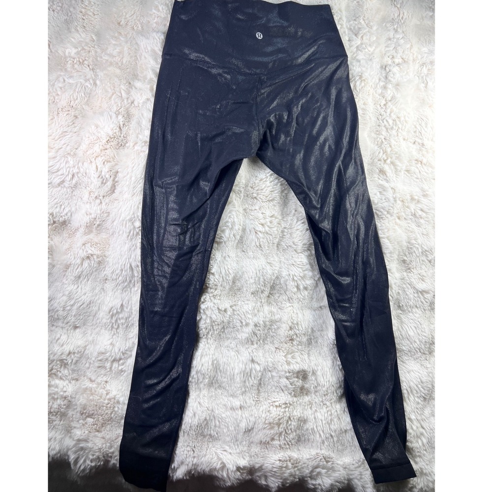 Lululemon Wunder Under High-Rise Tight 8 Shine Black Metallic Leggings A24
